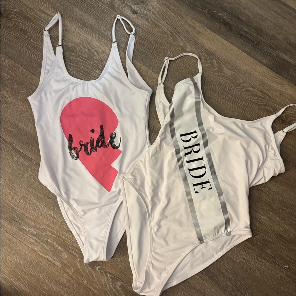 2 Bride Graphic One-Piece Swimsuit 
Wedding Bride Newlywed sz Small
